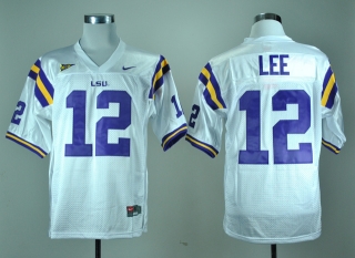 LSU Tigers Jarrett Lee #12 White NCAA Football Jersey