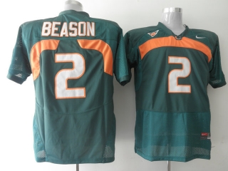 Miami Hurricanes Jon Beason #2 Green NCAA Football Jersey