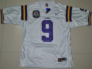 Nike LSU Tigers Jordan Jefferson 9 White 2012 BCS Patch College Football Jersey
