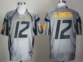 West Virginia Mountaineers Geno Smith 12 Grey NCAA Football Jersey