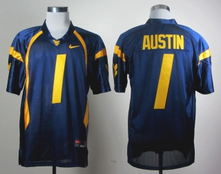 West Virginia Mountaineers Tavon Austin #1 Blue NCAA Football Jersey