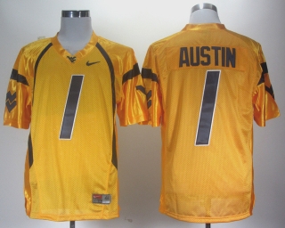 West Virginia Mountaineers Tavon Austin #1 Gold NCAA Football Jersey