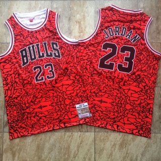 Chicago Bulls #23 Jordan Split Red Mitchell&Ness Vintage NBA Dense Embroidery Jersey 97526