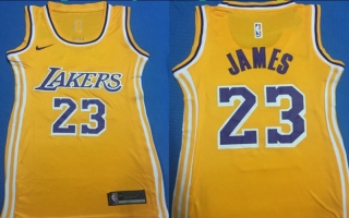 Vintage NBA Los Angeles Lakers #23 James SW Women Jersey 98871
