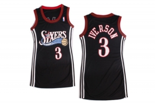 Vintage NBA Philadelphia 76ers #3 Iverson Women Jersey 98899