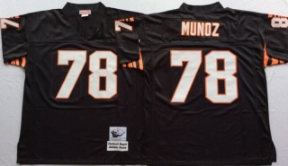 Vintage NFL Cincinatti Bengals Black #78 MUNOZ Retro Jersey 98957