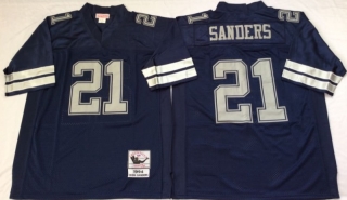 Vintage NFL Dallas Cowboys Blue #21 SANDERS Retro Jersey 98967
