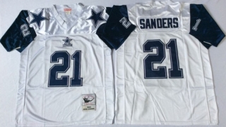 Vintage NFL Dallas Cowboys White #21 SANDERS Retro Jersey 98979