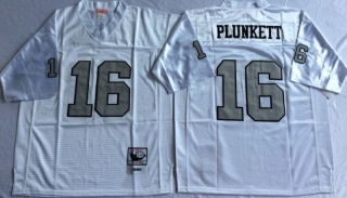 Vintage NFL Oakland Raiders White #16 PLUNKETT Retro Jersey 99095