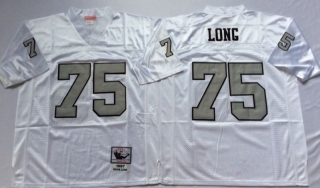 Vintage NFL Oakland Raiders White #75 LONG Retro Jersey 99105