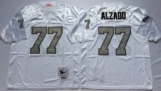 Vintage NFL Oakland Raiders White #77 ALZADO Retro Jersey 99107