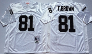 Vintage NFL Oakland Raiders White #81 T-BROWN Retro Jersey 99113