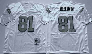 Vintage NFL Oakland Raiders White #81 BROWN TUYA Retro Jersey 99112