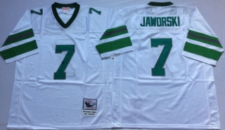 Vintage NFL Philadelphia Eagles White #7 Jaworski Retro Jersey 99138