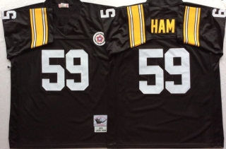Vintage NFL Pittsburgh Steelers Black #59 HAM Retro Jersey 99166