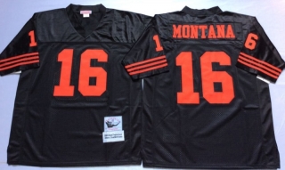 Vintage NFL San Francisco 49ers Black #16 MONTANA Retro Jersey 99221