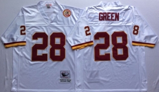 Vintage NFL Washington Redskins White #28 GREEN Retro Jersey 99282