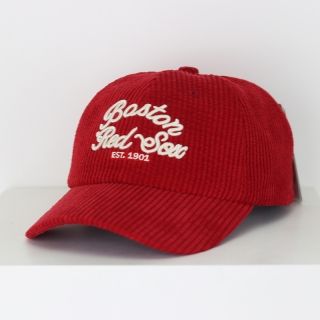MLB Boston Red Sox Winter Striped Corduroy Curved Snapback Hats 102119