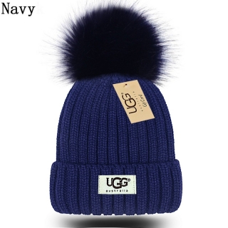 U99 Faux Fox Fur Ball Knitted Beanie Hats 110706
