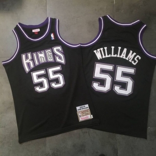 Sacramento Kings 55# Williams White Chocolate Black Mesh NBA Densely Embroideried 112770