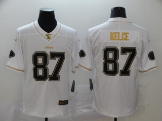 Kansas City Chiefs 87# Kelce White Golden NFL Retro Jerseys 113789