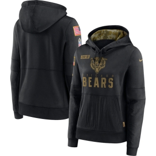 Chicago Bears NFL 2020 Women Salute to Service Performance Pullover Hoodie 123019
