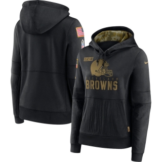 Cleveland Browns NFL 2020 Women Salute to Service Performance Pullover Hoodie 123021