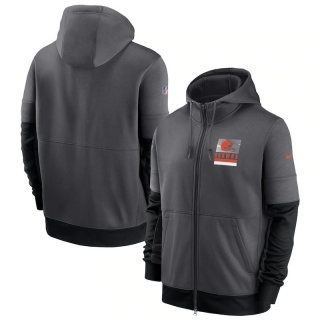Cleveland Browns NFL Sideline Impact Lockup Performance Full-Zip Hoodie 123132