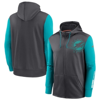 Miami Dolphins NFL Sideline Performance Full-Zip Team Hoodie 123226