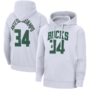Milwaukee Bucks Antetokounmpo 34# NBA 2021-22 City Edition Name & Number Pullover Hoodie 123375