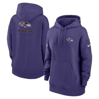 Baltimore Ravens NFL 2023 Sideline Club Fleece Pullover Hoodie 123475