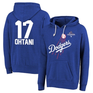 Los Angeles Dodgers 17# Ohtani MLB 123626 World Series Champions Name & Number Tri-Blend Pullover Hoodies 123626
