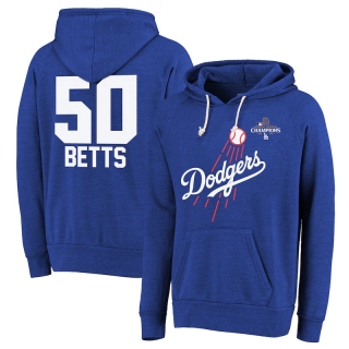 Los Angeles Dodgers 50# Betts MLB 123633 World Series Champions Name & Number Tri-Blend Pullover Hoodies 123633