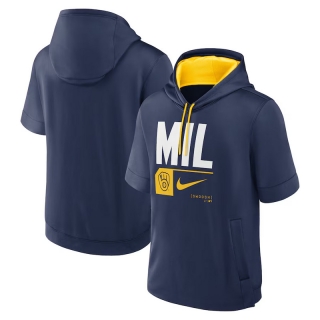 Milwaukee Brewers Mens Nike MLB Short Sleeve Pullover Hoodies 123674