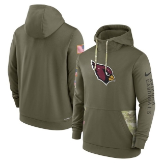 Arizona Cardinals NFL Olive Salute to Service Sideline Therma Pullover Hoodies 124497