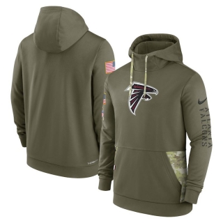 Atlanta Falcons NFL Olive Salute to Service Sideline Therma Pullover Hoodies 124514