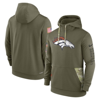 Denver Broncos NFL Olive Salute to Service Sideline Therma Pullover Hoodies 124649