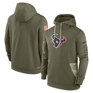 Houston Texans NFL Olive Salute to Service Sideline Therma Pullover Hoodies 124695