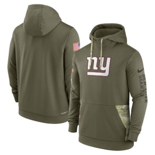 New York Giants NFL Olive Salute to Service Sideline Therma Pullover Hoodies 124877