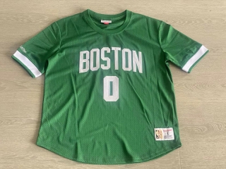 Boston Celtics #0 Tatum NBA M&N Authentic Green Sleeve Jersey 125368