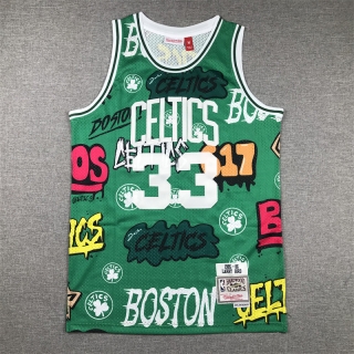 Boston Celtics #33 Bird NBA Graffiti Green Jersey 125371