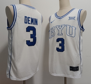 BYU Cougars #3 Egor Demin White Basketball Jersey 125379