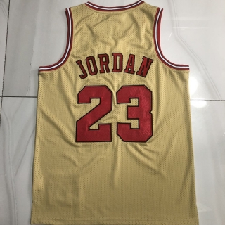 Chicago Bulls #23 Jordan 95-96 NBA Authentic Gold Jersey 125384