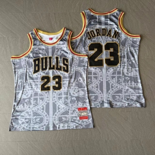 Chicago Bulls #23 Jordan Authentic Grey Snake Jersey 125386