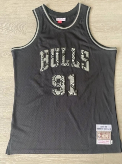 Chicago Bulls #91 Rodman 1997-98 Leather Snakeskin NBA Authentic Jersey 125396