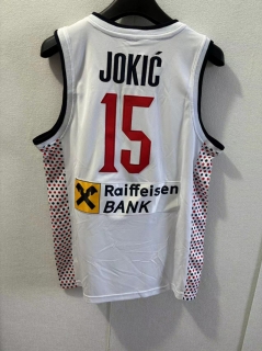 Dallas Mavericks #15 Jokic 2024 Serbia Team White Stitched Jersey 125409
