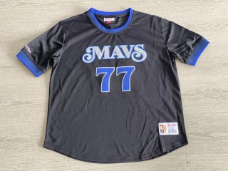 Dallas Mavericks #77 Doncic NBA M&N Authentic Black Sleeve Jersey 125414
