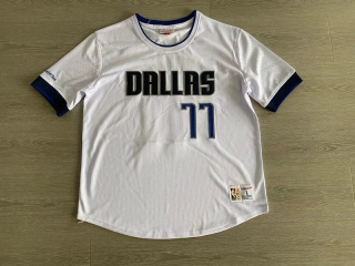 Dallas Mavericks #77 Doncic NBA M&N Authentic White Sleeve Jersey 125415