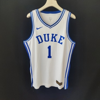 Duke #1 Irving NCAA White Heat Pressed Jersey 125423