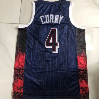 Golden State Warriors #4 Curry USA 2024 Olympics Authentic Blue Jersey 125435